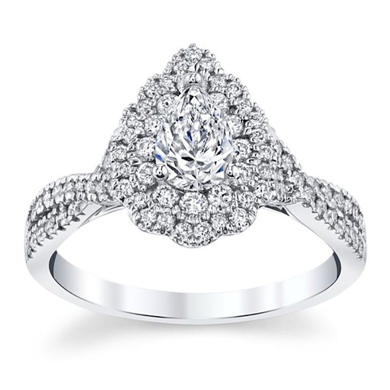 Criss-cross Teardrop Diamond Engagement Ring