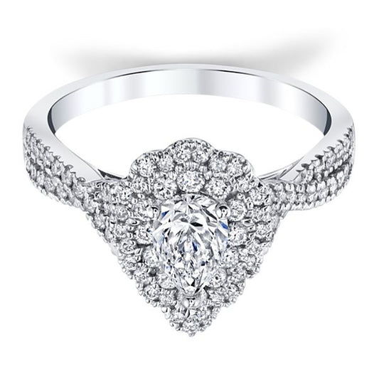 Criss-cross Teardrop Diamond Engagement Ring