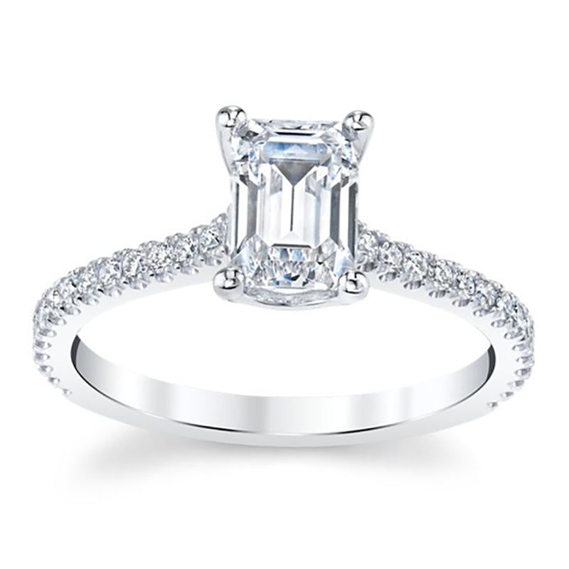 Emerald-Cut Engagement Ring With Pave Diamond Band