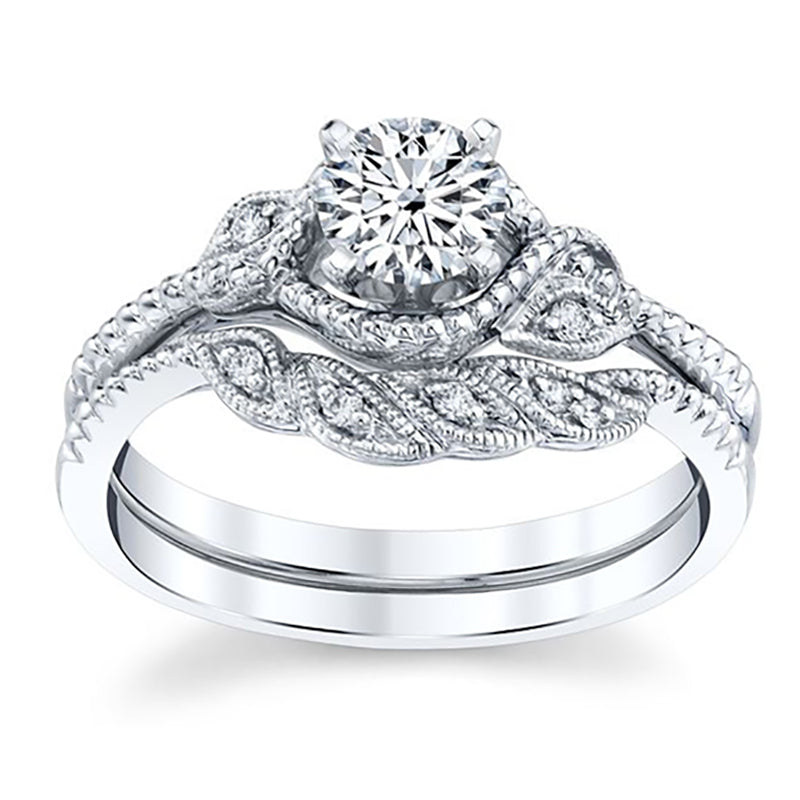 Halo Engagement & Wedding Band Diamond Ring