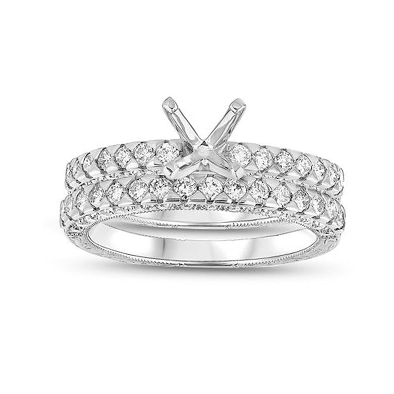 60 Carat Diamond Semi Mount Engagement Ring & Band Setting – Nehita Jewelry