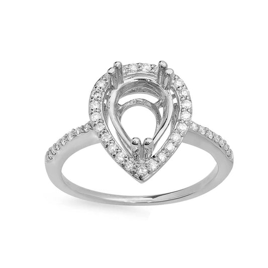 Halo Semi Mount Engagement Ring Setting For 8mmx5mm Pear Shape Stone