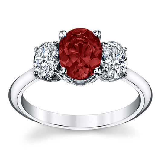 Monalisa Triple Oval Ruby & Diamond Engagement Ring