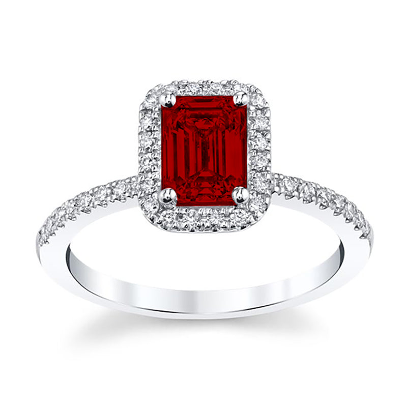 Monalisa Emerald-Cut Ruby Engagement Ring