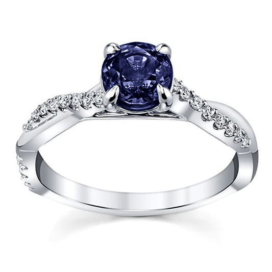 Single Round Blue Sapphire Infinity Engagement Ring