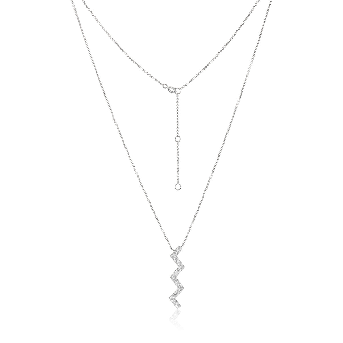 Yellow gold zig zag diamond pendant