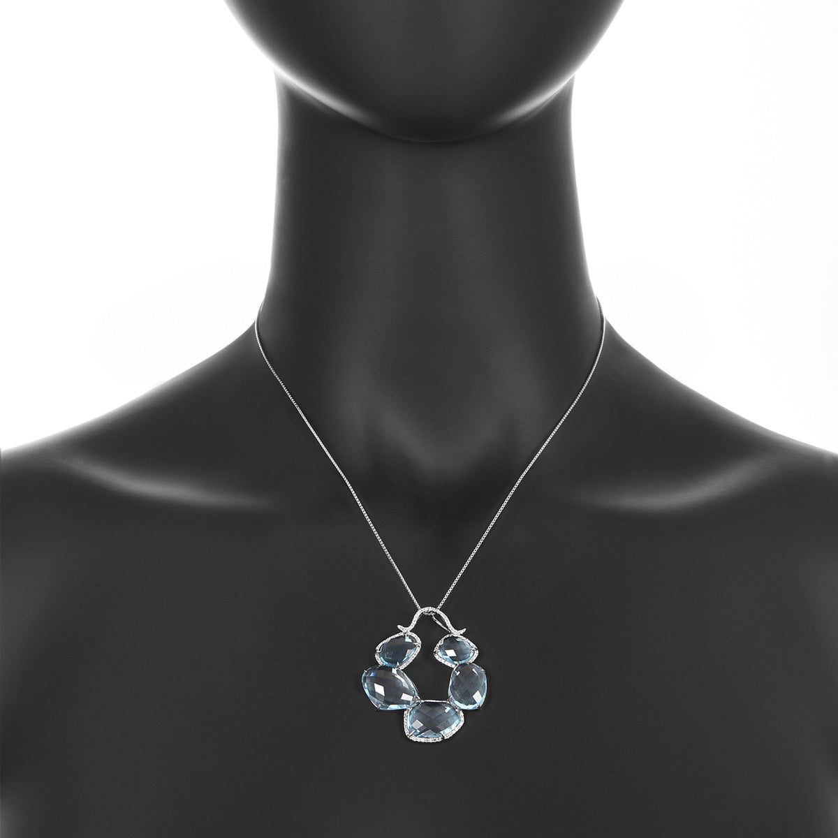 Multi shape blue topaz pendant