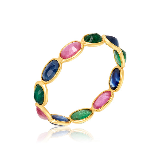 18k Multi-Colored Thin Tourmaline Ring