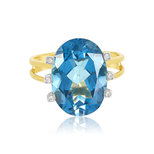 Oval London Blue Topaz & Diamond Ring