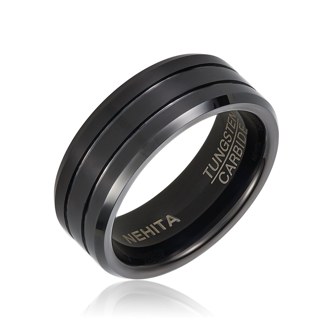Nehita Double Channel Men's Tungsten Band
