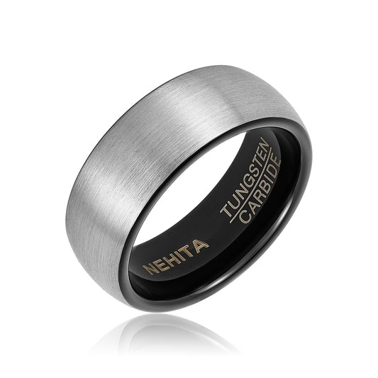 Nehiita Edge Brushed Matte Finish Silver Tungsten Ring