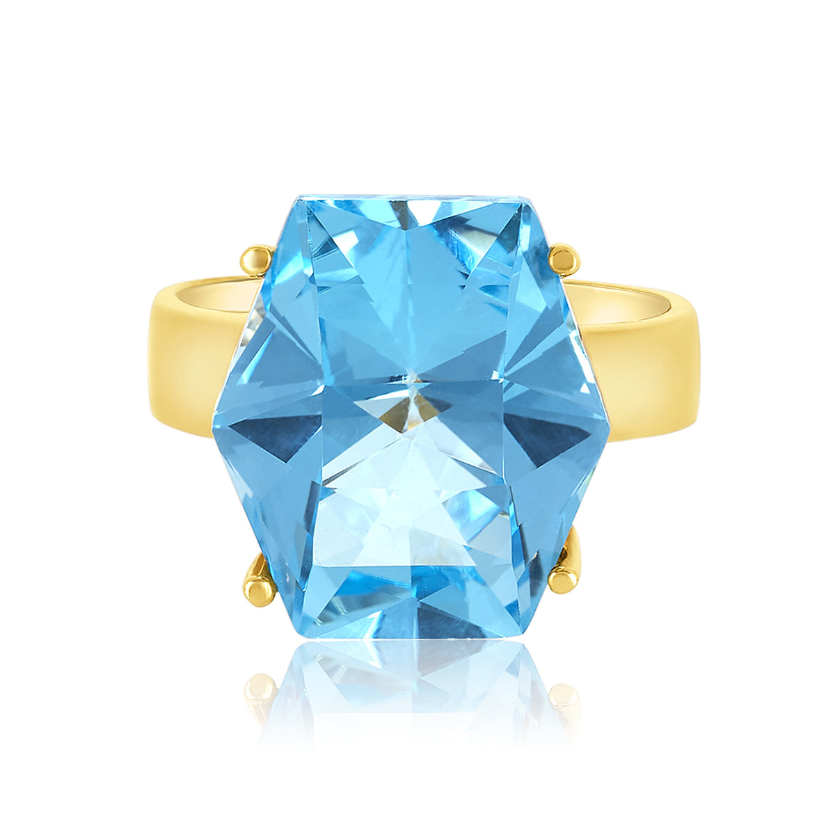 Hexagon topaz ring