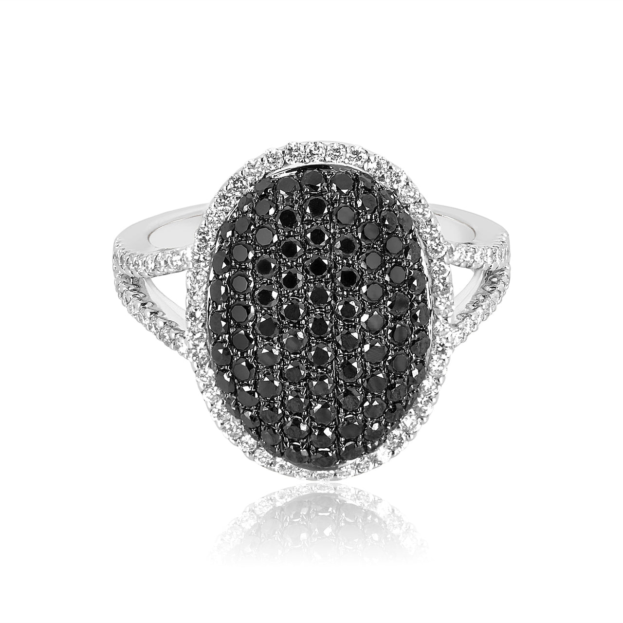 Oval Black & White Diamond Ring