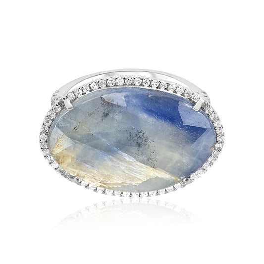 Oval Blue Sapphire Diamond Ring