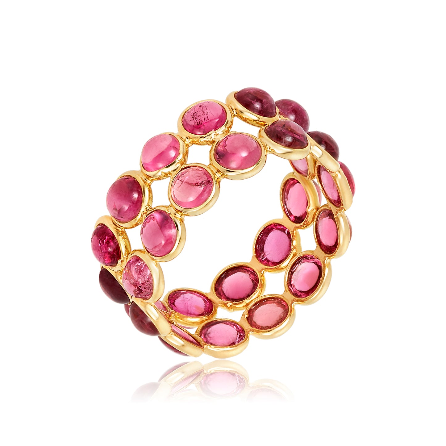 18k Double Layer Pink Tourmaline Ring