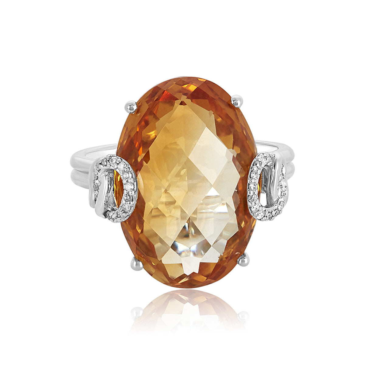 Oval citrine & diamond ring