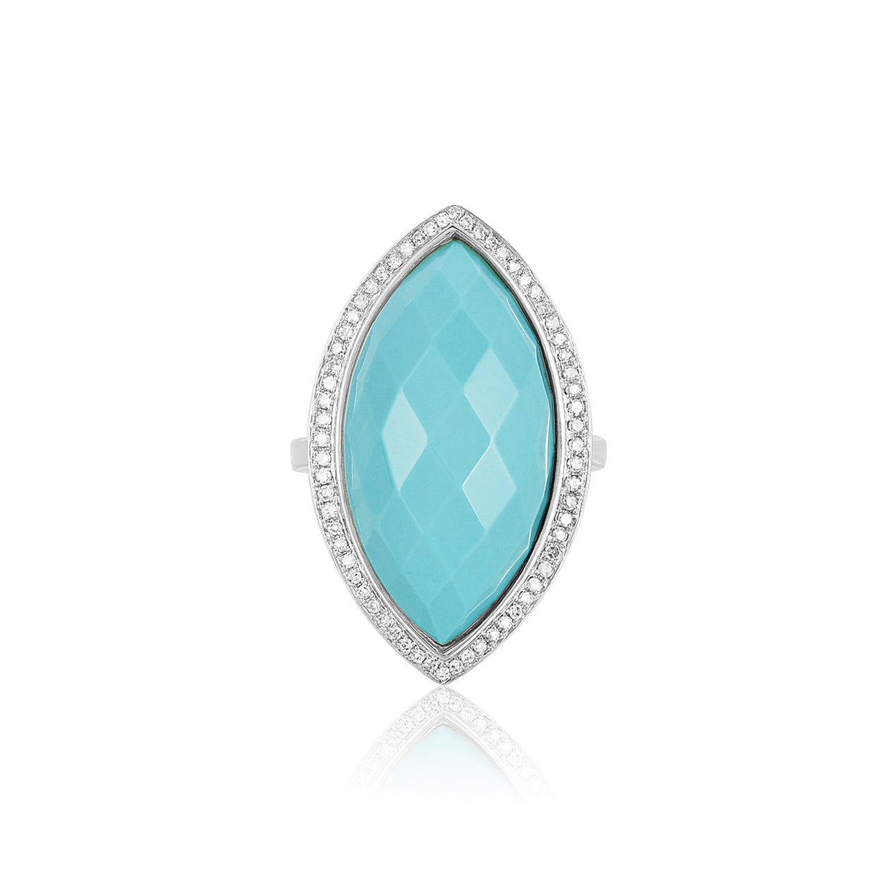 Blue Coral & Diamond Ring