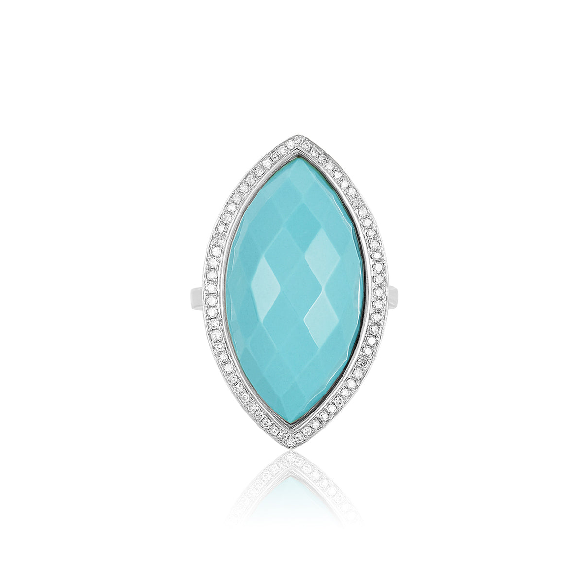 Blue coral & diamond ring
