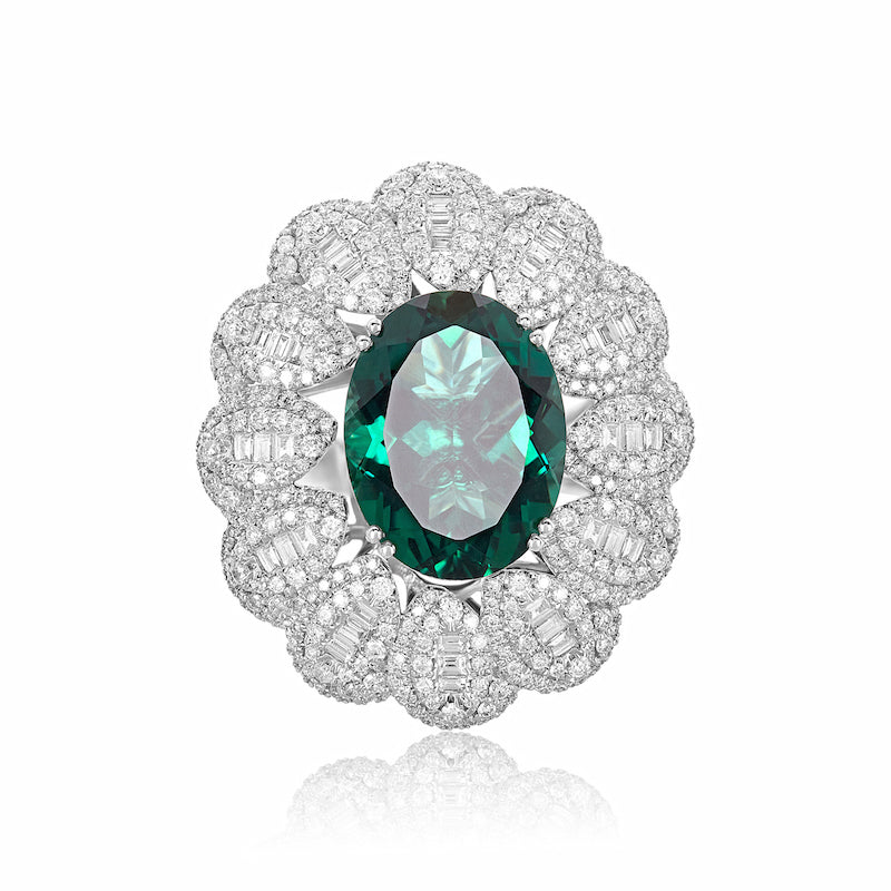 White gold changeable multi gemstone diamond ring