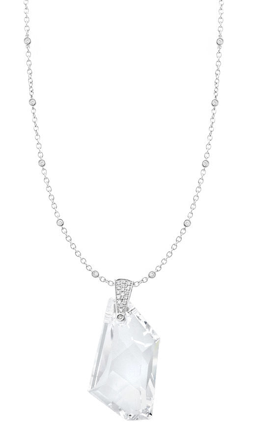 White Crystal & Diamond Pendant