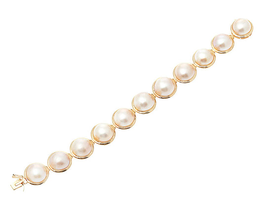 Bezel Cultured Pearl  Bracelet