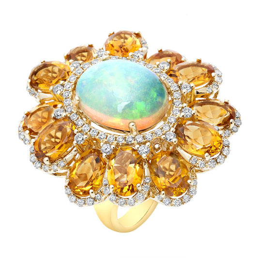 18kt Citrine & Opal Diamond Ring