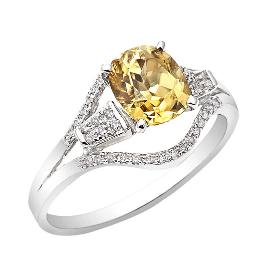 Oval Citrine & Diamond Ring