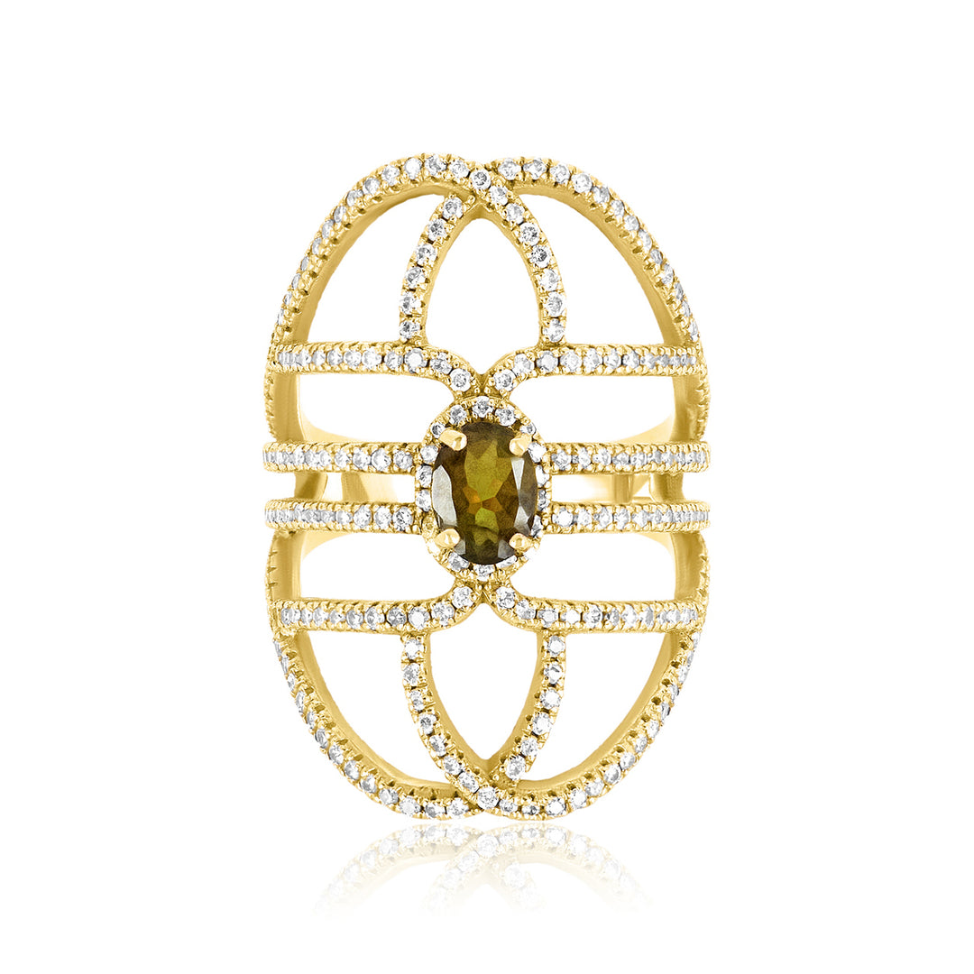 Knuckle Diamond & Tourmaline Ring