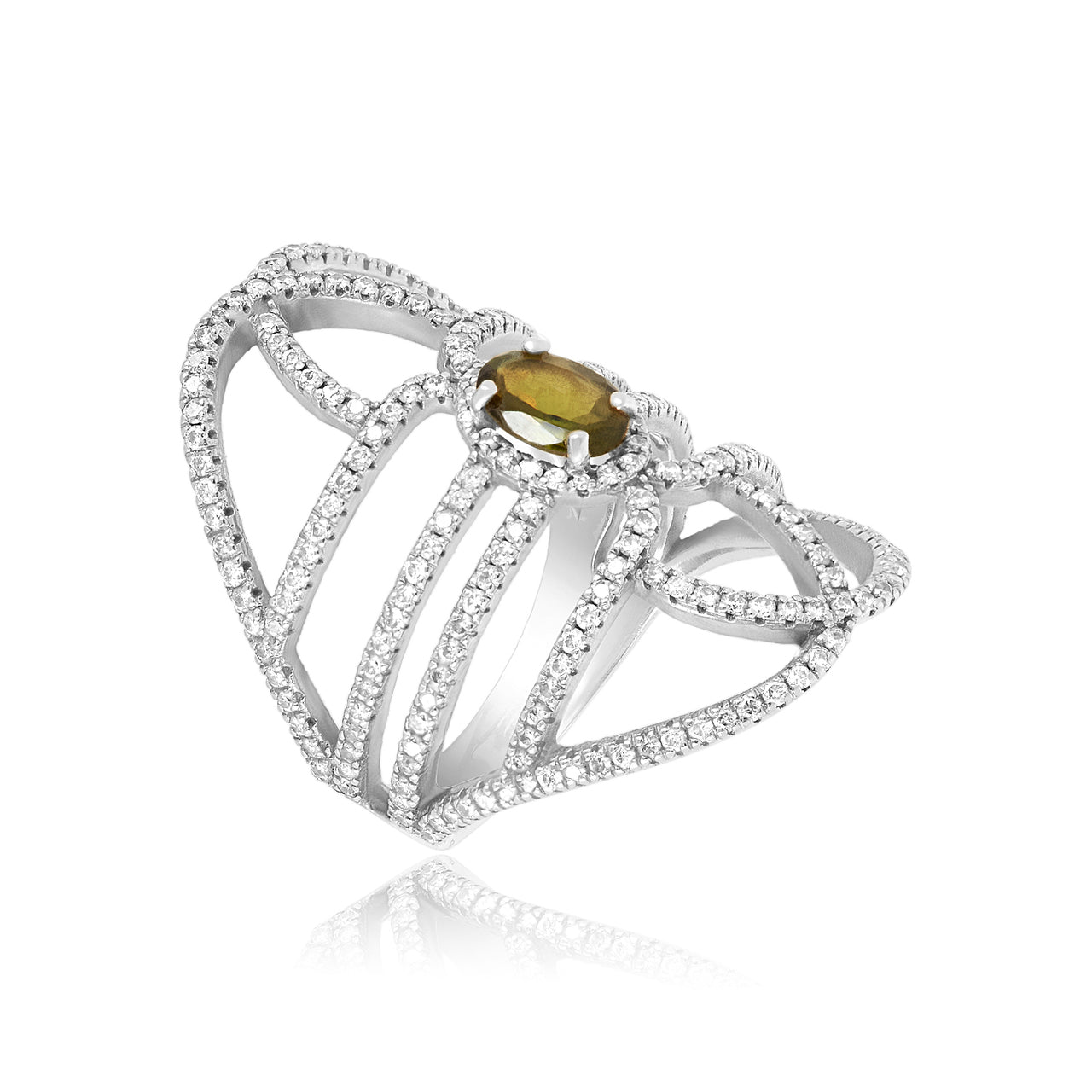 Knuckle Diamond & Tourmaline Ring