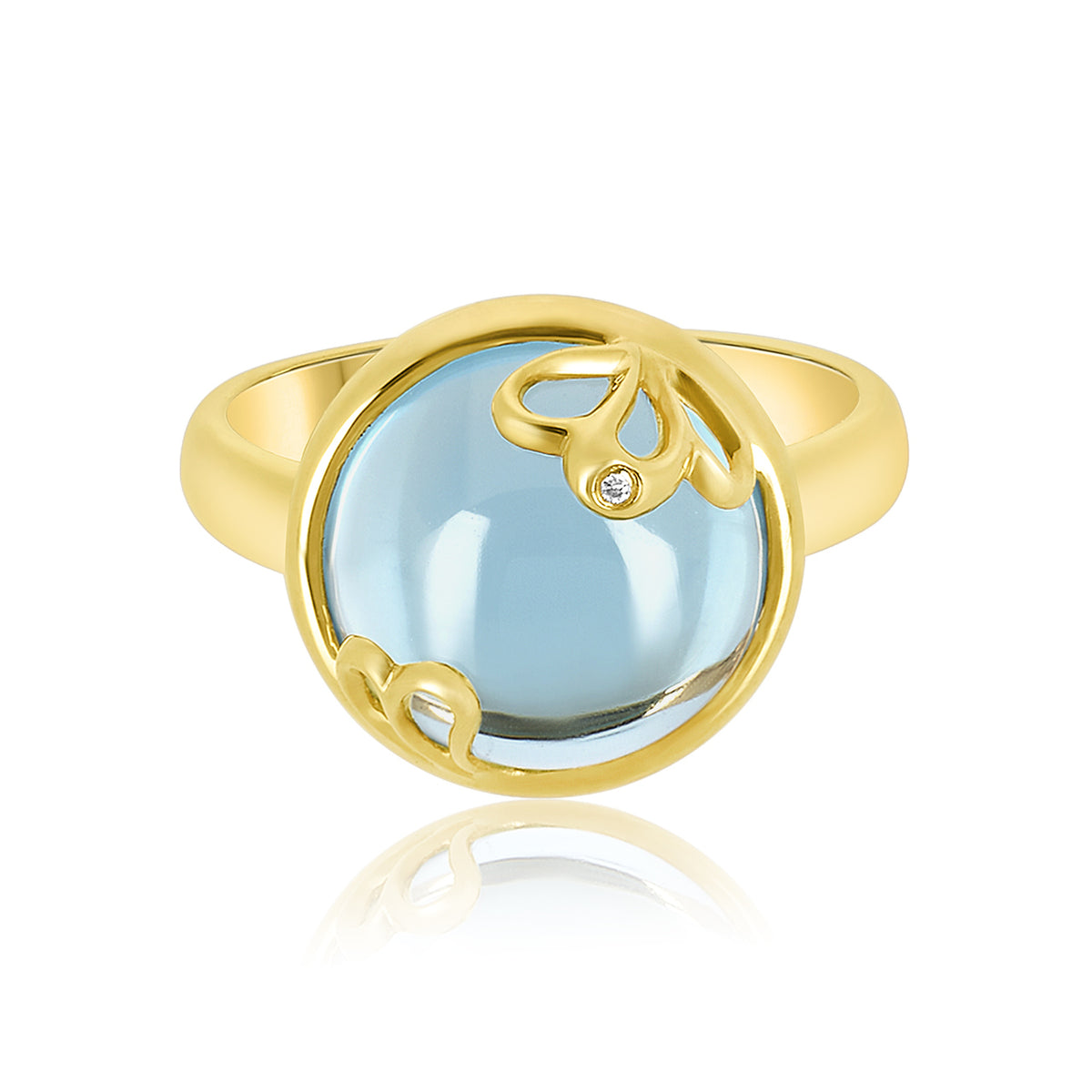 Sky blue topaz diamond ring