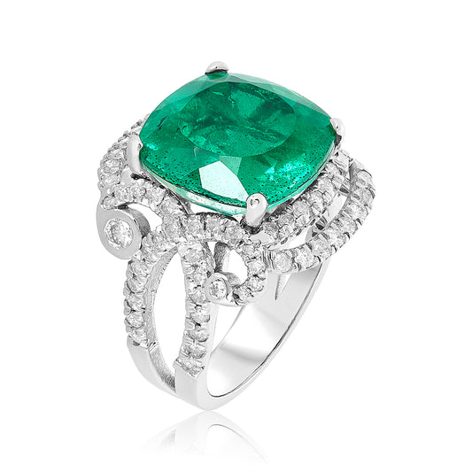 Emerald Doublet & Diamond Ring