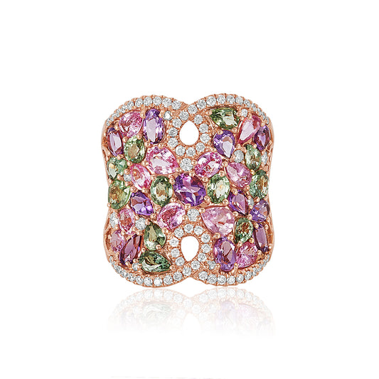 Multi-colored Sapphire & Diamond Ring