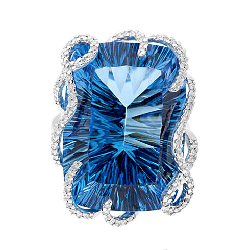 Royal Collection ~ Exotic Blue Topaz Diamond Ring