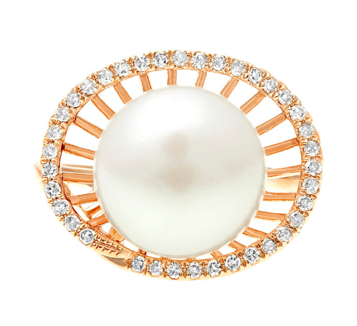 White freshwater pearl basket ring