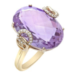 Load image into Gallery viewer, Yellow Gold Oval Amethyst &amp; Diamond Ring
