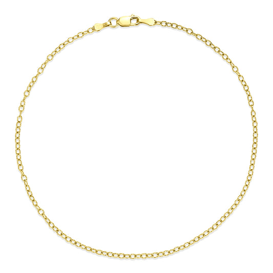 14kt Gold Cable Chain Anklet