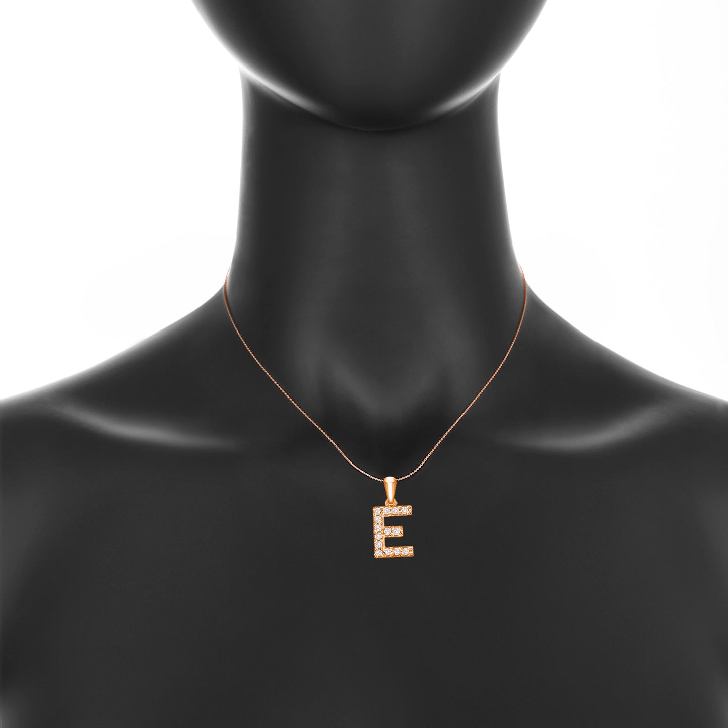 Rose Gold 18k E Initial Diamond Necklace