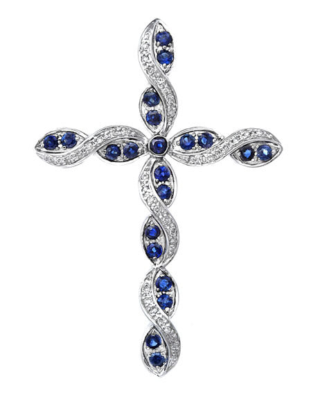Sapphire & Diamond Cross Pendant