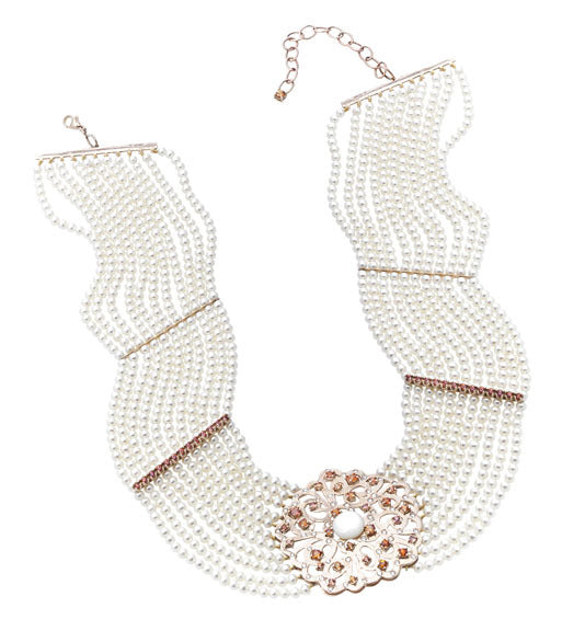Cultured Pearl Sapphire & Diamond Necklace