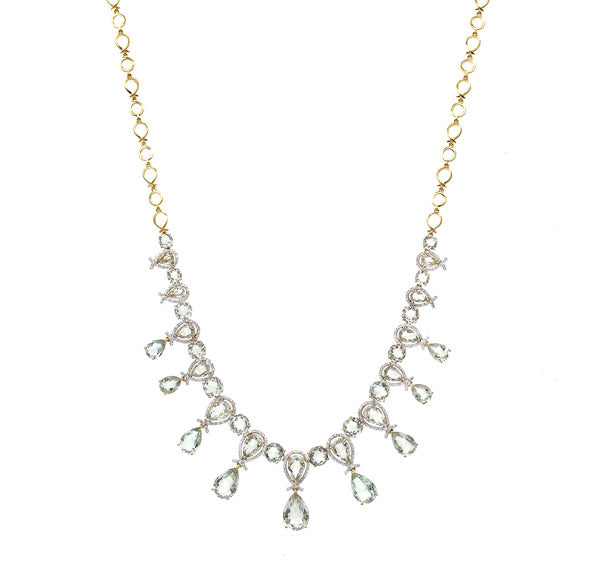 First Impression Custom Collection ~ Green Amethyst & Diamond Necklace