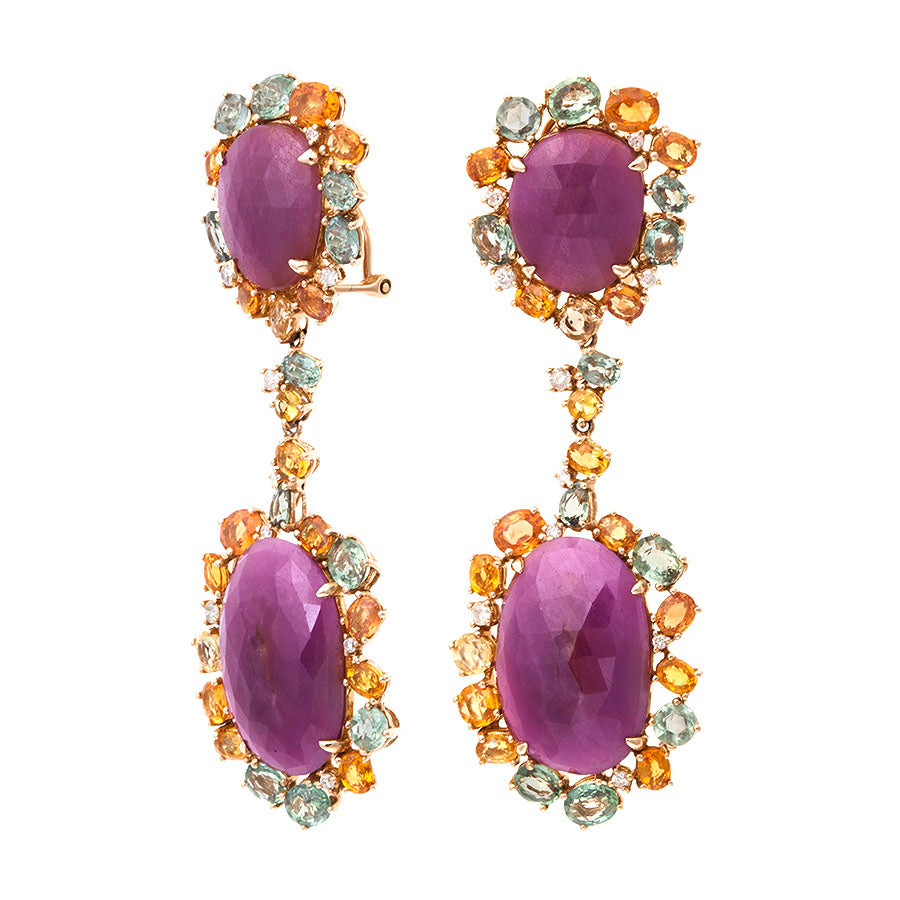 First Impression Custom Collection ~ Pink Sapphire & Multi-Stone Earring