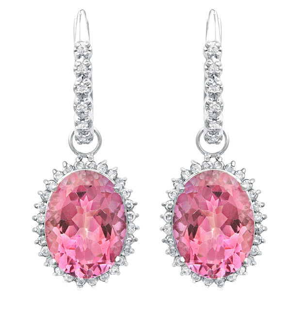 2 in 1 Pink Topaz & Diamond Earring