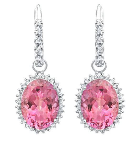2 in 1 Pink Topaz & Diamond Earring