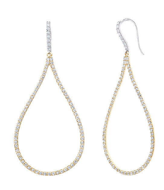 Pear Shaped Diamond & White Sapphire Earring