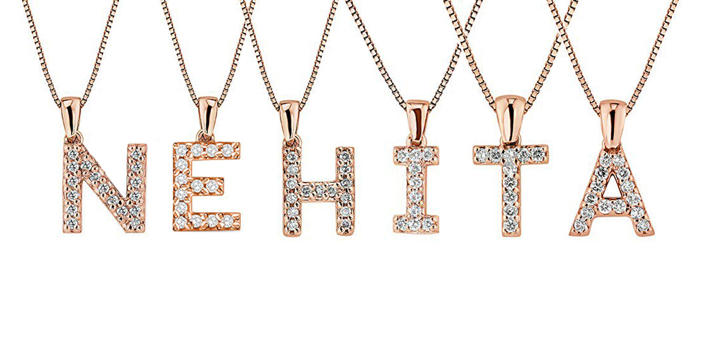 Rose Gold 18k T Initial Diamond Necklace