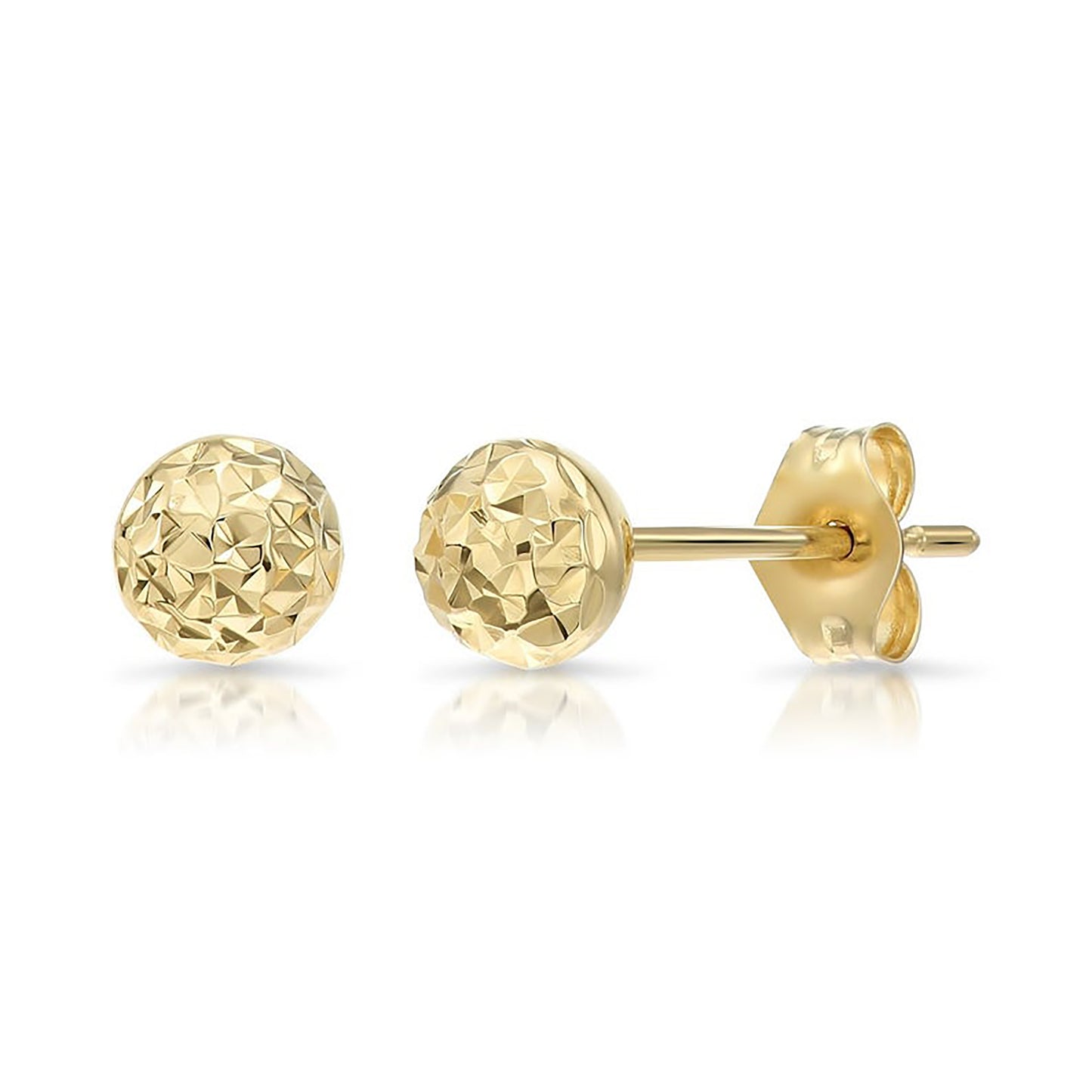 8mm White Gold Diamond-Cut Stud Earrings