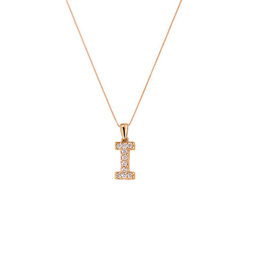 Rose Gold 18k I Initial Diamond Necklace
