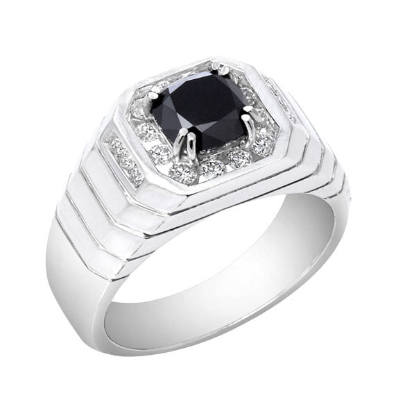 18kt  Square Black Diamond Ring