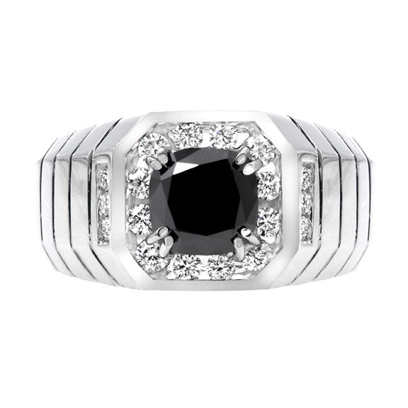 18kt  square black diamond ring