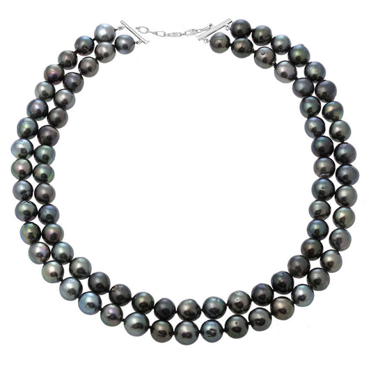 Two Strands Fresh Water Cultured Black Pearls